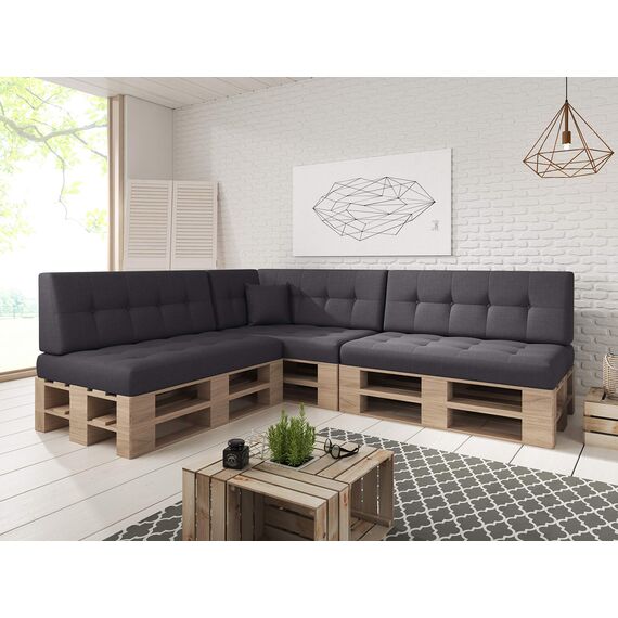 sunnypillow Palettenkissen Outdoor, UV-lichtecht, wasserdicht - Sitzkissen 120x60x15 cm - Palettenauflage für Palettensofa für Haus und Garten - Palettenpolster für Palettenmöbel - Kissen Anthrazit