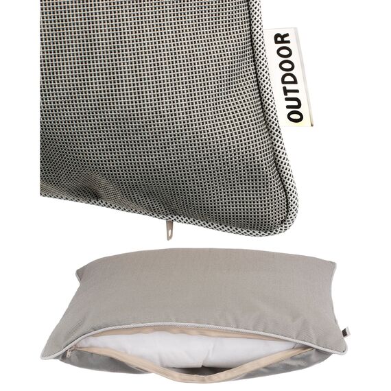 Brandsseller 4er Set Outdoor Kissen 45x45 cm – Wetterfeste Zierkissen mit Paspel – Wasserabweisende Gartenkissen & Dekokissen für draußen – Sofakissen für Balkon & Terrasse – Taupe