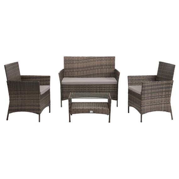 SVITA Brooklyn Gartenmöbel Poly Rattan Sitzgruppe Essgruppe Set Sofa-Garnitur Lounge Braun