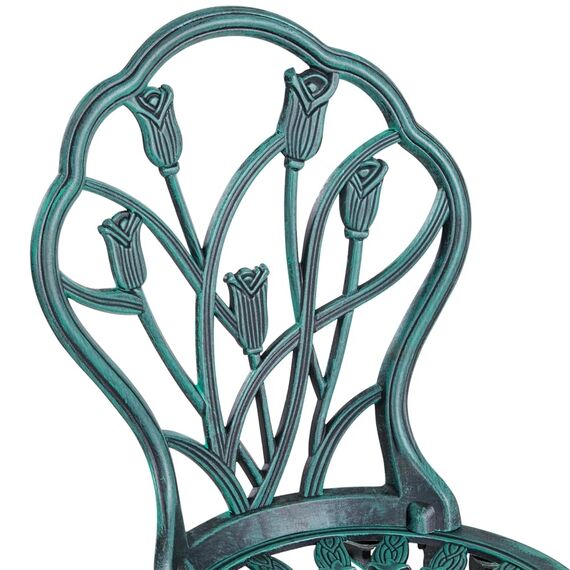 Yaheetech 3 TLG. Sitzgruppe Bistroset Gartentisch mit 2 Stühlen Balkonset Aluminiumguss Gartengarnitur Gartenmöbel für Garten/Balkon/Terrasse, Grün