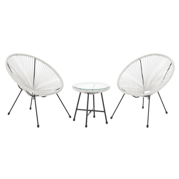 SVITA Bali Balkon-Möbel 3-TLG. Polyrattan Lounge-Set Balkon-Set Terracotta Weiß