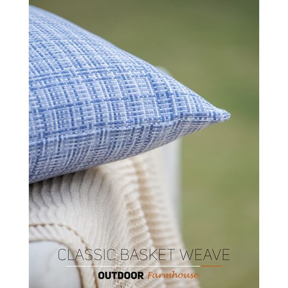 HPUK Farmhouse Outdoor Wasserdichte Kissenhülle 45x45, 45,7 x 45,7 cm, dekorative Gartenkissenbezüge für Terrasse, Zelt, Balkon, Bank, Zelt, Couch, Sofa, solide Akzent-Kissenbezüge, Blau