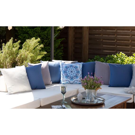 Brandsseller 2er Set Outdoor Kissen 45x45 cm – Wetterfeste Zierkissen mit Paspel – Wasserabweisende Gartenkissen & Dekokissen für draußen – Sofakissen für Balkon & Terrasse – Grau