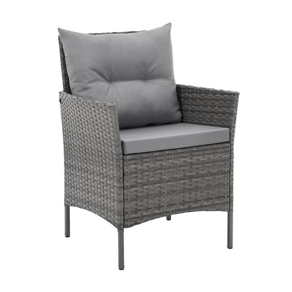 SVITA Dallas Gartensitzgruppe Polyrattan 4-teilig Outdoor Set mit 2 Sesseln 2er-Sofa & Esstisch Wetterfestes PE-Rattan Stahlrahmen & Sitzkissen Grau