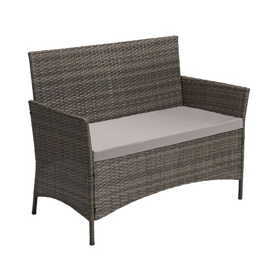 SVITA Brooklyn Gartenmöbel Poly Rattan Sitzgruppe Essgruppe Set Sofa-Garnitur Lounge Grau