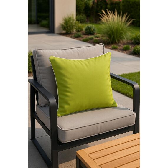Brandsseller 2er Set Outdoor Kissen 45x45 cm – Wetterfeste Zierkissen mit Paspel – Wasserabweisende Gartenkissen & Dekokissen für draußen – Sofakissen für Balkon & Terrasse – Grün