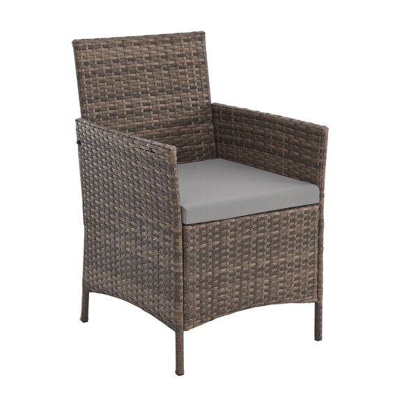 SVITA Brooklyn Bistro Gartenmöbelset 3-teilig Rattan Outdoor Gartenlounge Terrasse Balkon Garten Sitzgruppe mit 2 Sesseln und Tisch Braun