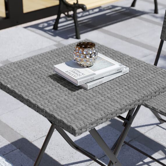Garden Vida Capri 2-Sitzer Rattan-Bistro-Set für Garten, Terrasse, Balkon, 3-teilig (grau)