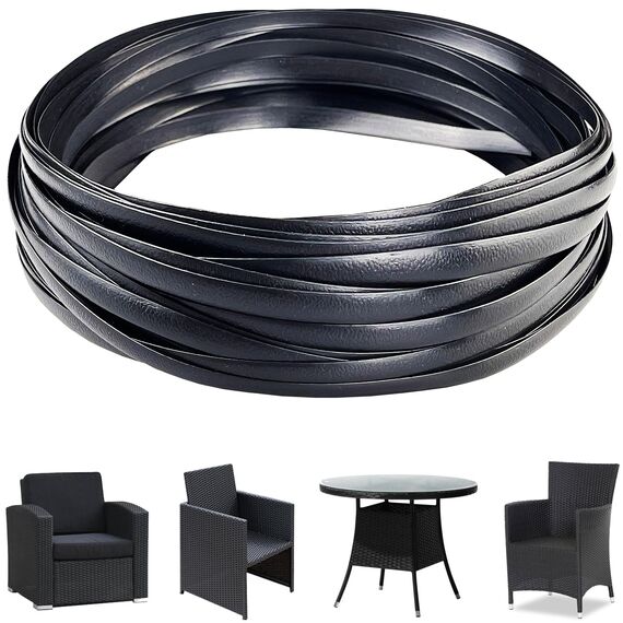 Laphivieh Reparaturset aus Korbgeflecht, 4,5 m, schwarzes Korbgeflecht, Reparaturzubehör, Kunststoff-Rattan-Material für Terrassenstuhl-Reparatur, Flachkorbmöbel, Sofa, Tisch, Reparatur-Ersatz