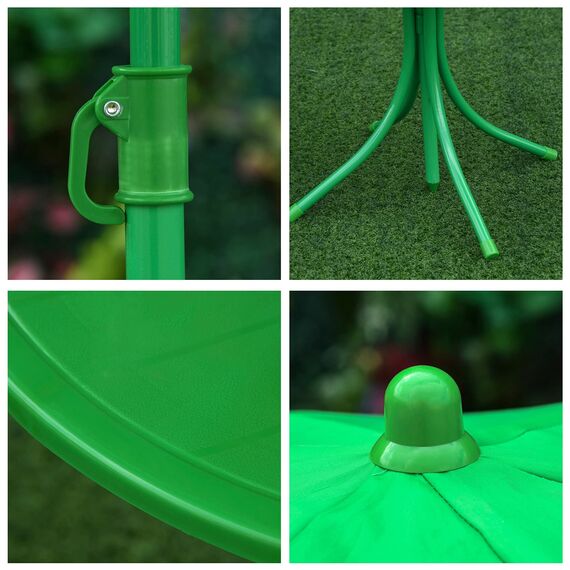 Outsunny 4tlg. Kindersitzgruppe Garten Gartentisch 2 Klappstühle Sonnenschirm Camping Kindersitzgarnitur Gartenmöbel für 3-5 Jahre Grün
