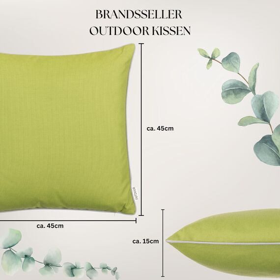 Brandsseller 4er Set Outdoor Kissen 45x45 cm – Wetterfeste Zierkissen mit Paspel – Wasserabweisende Gartenkissen & Dekokissen für draußen – Sofakissen für Balkon & Terrasse – Grün