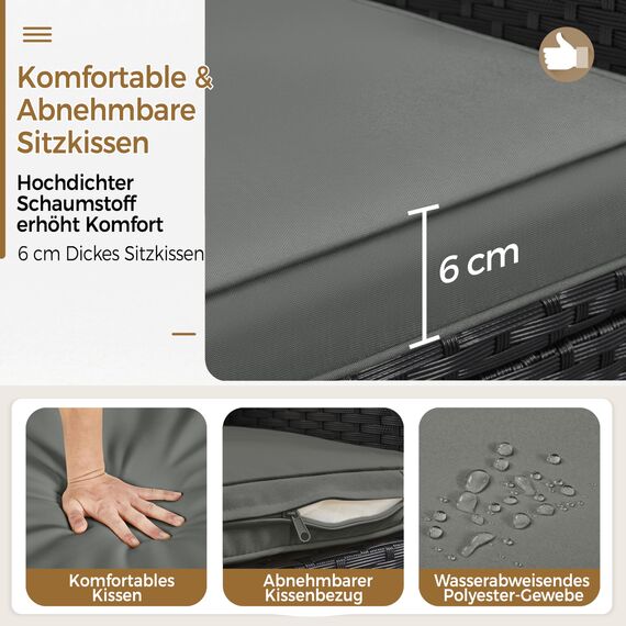 Yaheetech Balkonmöbel Set, Gartenmöbel-Set 3 TLG. inkl. 2 Stühle mit Sitzkissen & Tisch, Terrassenmöbelset Gartensitzgruppe Lounge Set aus PE-Polyrattan für Balkon/Terrasse