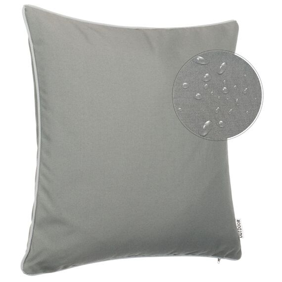 Brandsseller 2er Set Outdoor Kissen 45x45 cm – Wetterfeste Zierkissen mit Paspel – Wasserabweisende Gartenkissen & Dekokissen für draußen – Sofakissen für Balkon & Terrasse – Taupe