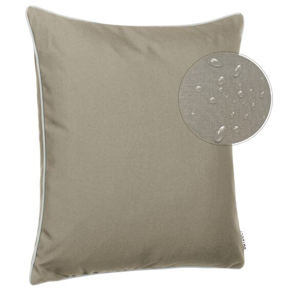 Brandsseller 2er Set Outdoor Kissen 45x45 cm – Wetterfeste Zierkissen mit Paspel – Wasserabweisende Gartenkissen & Dekokissen für draußen – Sofakissen für Balkon & Terrasse – Beige