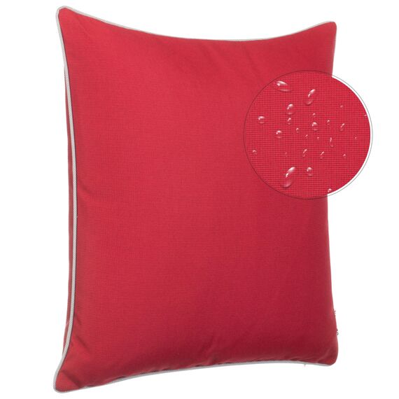 Brandsseller 4er Set Outdoor Kissen 45x45 cm – Wetterfeste Zierkissen mit Paspel – Wasserabweisende Gartenkissen & Dekokissen für draußen – Sofakissen für Balkon & Terrasse – Rot