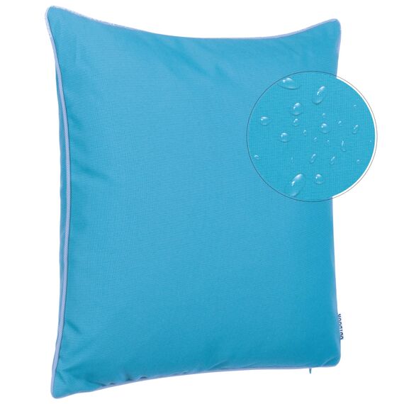 Brandsseller 4er Set Outdoor Kissen 45x45 cm – Wetterfeste Zierkissen mit Paspel – Wasserabweisende Gartenkissen & Dekokissen für draußen – Sofakissen für Balkon & Terrasse – Aqua