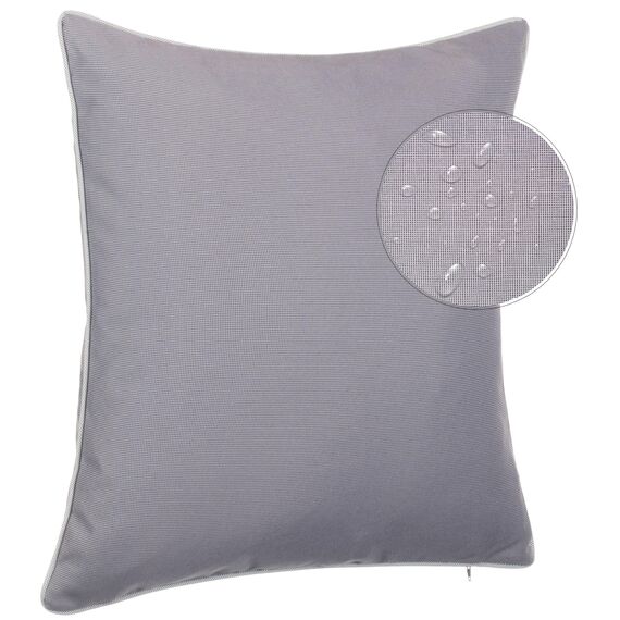 Brandsseller 2er Set Outdoor Kissen 45x45 cm – Wetterfeste Zierkissen mit Paspel – Wasserabweisende Gartenkissen & Dekokissen für draußen – Sofakissen für Balkon & Terrasse – Grau