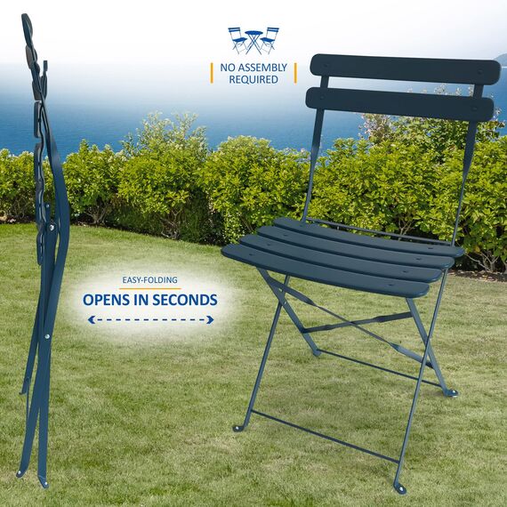 SUNMER Patio Bistro Set 3-teilig mit klappbarem Tisch und Stühlen - Gestell aus pulverbeschichtetem Stahl, leicht zu transportieren, jeder Stuhl kann 120 kg tragen - ideal für Garten, Terrasse, Balkon