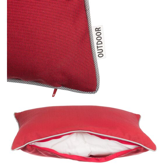 Brandsseller 4er Set Outdoor Kissen 45x45 cm – Wetterfeste Zierkissen mit Paspel – Wasserabweisende Gartenkissen & Dekokissen für draußen – Sofakissen für Balkon & Terrasse – Rot