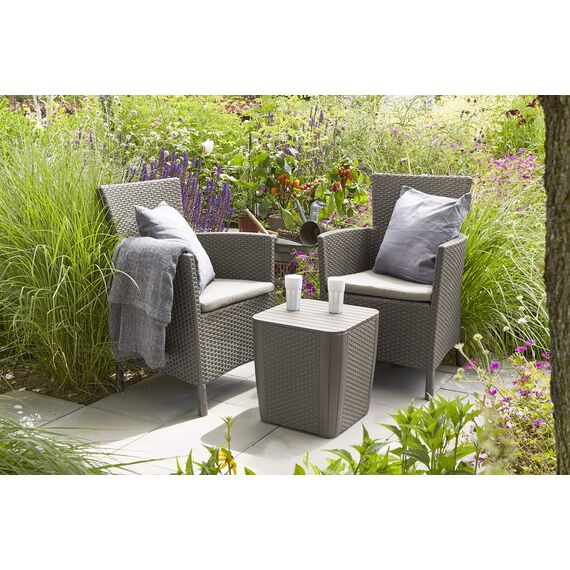 Keter Iowa Gartenmöbel Balkonset Cappuccino mit Sandkissen, 247855
