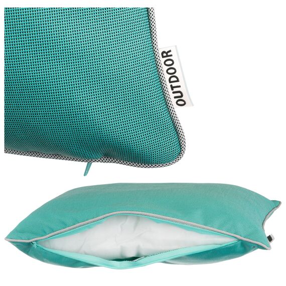 Brandsseller 4er Set Outdoor Kissen 45x45 cm – Wetterfeste Zierkissen mit Paspel – Wasserabweisende Gartenkissen & Dekokissen für draußen – Sofakissen für Balkon & Terrasse – Türkis