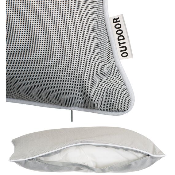 Brandsseller 2er Set Outdoor Kissen 45x45 cm – Wetterfeste Zierkissen mit Paspel – Wasserabweisende Gartenkissen & Dekokissen für draußen – Sofakissen für Balkon & Terrasse – Hellgrau