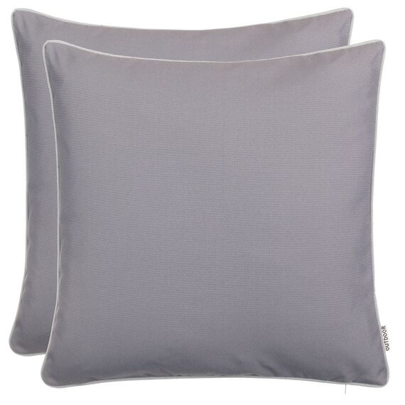 Brandsseller 2er Set Outdoor Kissen 45x45 cm – Wetterfeste Zierkissen mit Paspel – Wasserabweisende Gartenkissen & Dekokissen für draußen – Sofakissen für Balkon & Terrasse – Grau