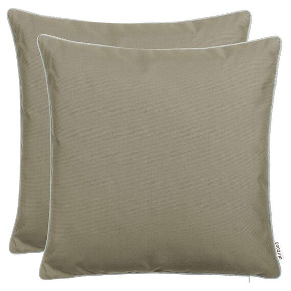 Brandsseller 2er Set Outdoor Kissen 45x45 cm – Wetterfeste Zierkissen mit Paspel – Wasserabweisende Gartenkissen & Dekokissen für draußen – Sofakissen für Balkon & Terrasse – Beige