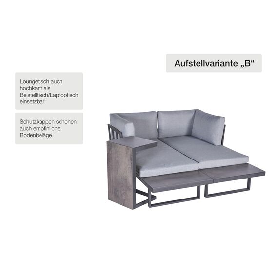 LC Garden »Sungardo« Gartenlounge Set 3tlg. anthrazit Aluminium/HPL Loungeset Balkonset Lounge • Gartenmöbel Set • Loungemöbel • Garten & Terrasse