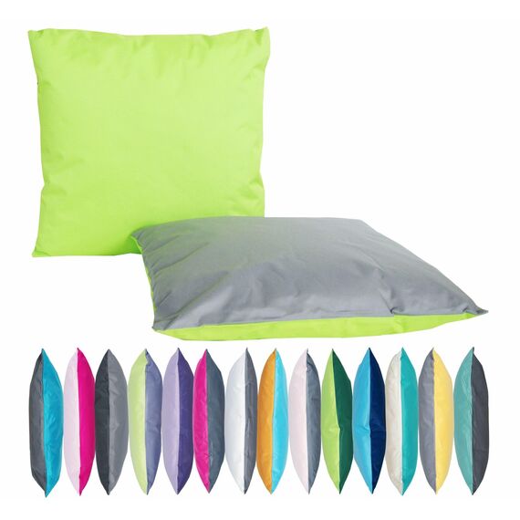 JACK 2-farbiges Wende Outdoor Lounge Kissen 45x45cm Dekokissen inkl. Füllung Wasserfest Sitzkissen Garten Stuhl Lotus Effekt, Farbe:Grau - Grün
