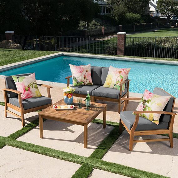 Artscope wasserdichte Kissenbezugen, 4er Set Rosa Rosen und Schmetterlinge Kissenhülle Atmungsaktiv Kissen Fall für Outdoor Balkon Terrasse Patio Garten Bauernhaus Dekor 45x45CM