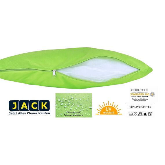 JACK Outdoor Lounge XL Kissen 40x60cm Dekokissen inkl. Füllung Wasserfest Sitzkissen Garten Stuhl Lotus Effekt, Farbe:Grün