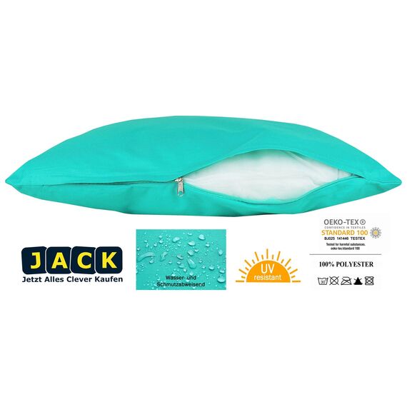 JACK Outdoor Lounge XL Kissen 40x60cm Dekokissen inkl. Füllung Wasserfest Sitzkissen Garten Stuhl Lotus Effekt, Farbe:Aqua