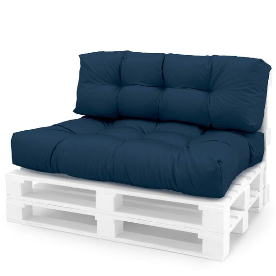 Spatium Palettenkissen Set abnehmbar Bezug wasserdicht gesteppt Palettenauflage Palettenpolster Palettensofa Palettenmöbel Dunkelblau 2er Set