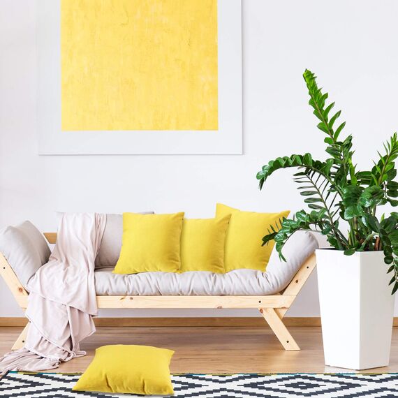 4 Stück dekorative wasserdichte Outdoor-Kissenbezüge, quadratisch, Terrasse, Balkon, Garten, wasserdichter Kissenbezug, PU-Beschichtung, Kissenhülle für Couch, Bett, Sofa, Zelt, 45,7 x cm (hellgelb)