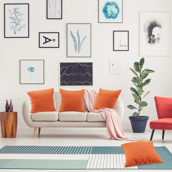 BOAO 4 Packungen Dekorative Outdoor Terrasse Balkon wasserdichte Kissenbezüge, Quadratische Garten Kissenhülle, PU Beschichtung Kissenbezug für Couch, Bett, Sofa und Zelt,18 x 18 Zoll (Orange)