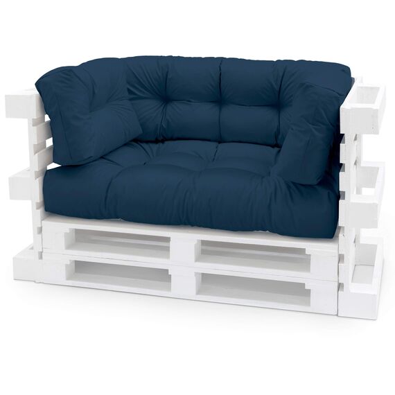 Spatium Palettenkissen Set abnehmbar Bezug wasserdicht gesteppt Palettenauflage Palettenpolster Palettensofa Palettenmöbel Dunkelblau 4er Set