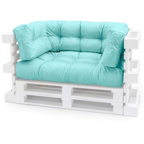 Spatium Palettenkissen Set abnehmbar Bezug wasserdicht gesteppt Palettenauflage Palettenpolster Palettensofa Palettenmöbel Minze 4er Set