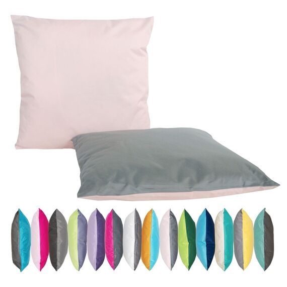 JACK 2-farbiges Wende Outdoor Lounge Kissen 45x45cm Dekokissen inkl. Füllung Wasserfest Sitzkissen Garten Stuhl Lotus Effekt, Farbe:Grau - Rosa