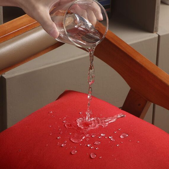 4 Packungen Outdoor Dekorative wasserdichte Kissenbezüge, Quadratische Terrasse Balkon Garten wasserdichte Kissenhülle, PU Beschichtung Kissenbezug für Couch, Bett, 18 x 18 Zoll (Rot)