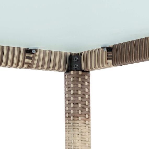 ESTEXO Polyrattan Gartenmöbel Set Sitzgruppe Rattan Gartenset Essgruppe Stuhl Tisch Set Garten Tisch und Stuhl Set 4 Personen Glas Glastisch (Beige-Braun)