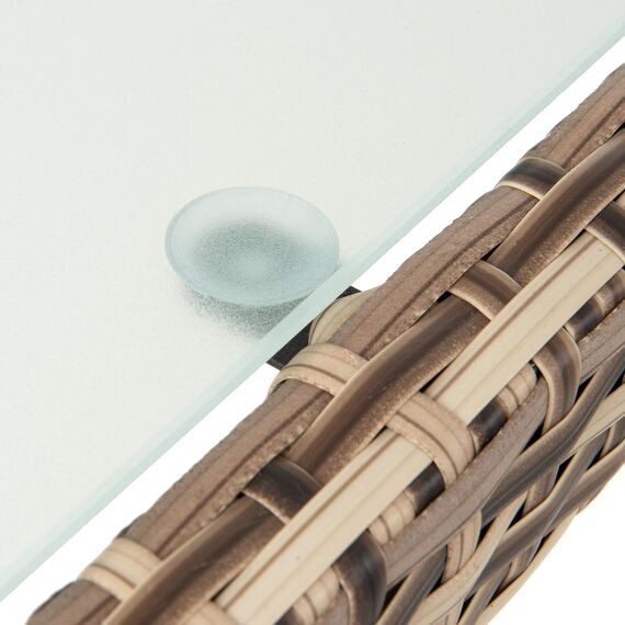 ESTEXO Polyrattan Gartenmöbel Set Sitzgruppe Rattan Gartenset Essgruppe Stuhl Tisch Set Garten Tisch und Stuhl Set 4 Personen Glas Glastisch (Beige-Braun)