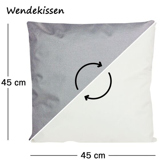 JACK 2-farbiges Wende Outdoor Lounge Kissen 45x45cm Dekokissen inkl. Füllung Wasserfest Sitzkissen Garten Stuhl Lotus Effekt, Farbe:Elfenbein - Grau