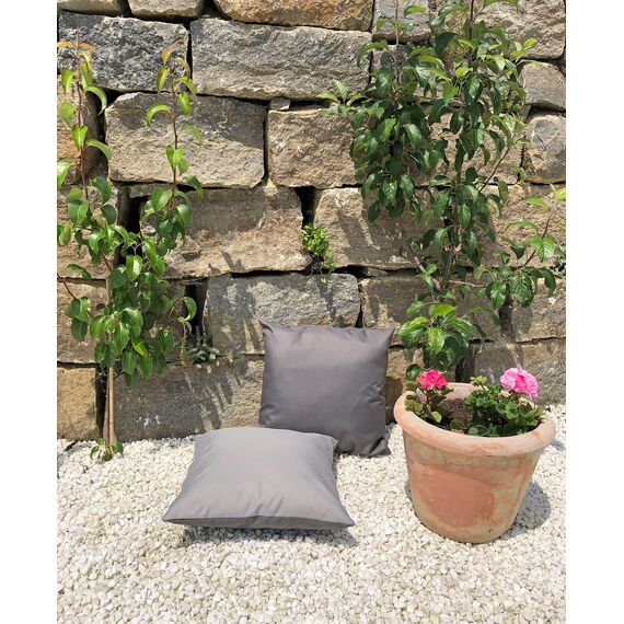 JACK 2-farbiges Wende Outdoor Lounge Kissen 45x45cm Dekokissen inkl. Füllung Wasserfest Sitzkissen Garten Stuhl Lotus Effekt, Farbe:Anthrazit - Grau