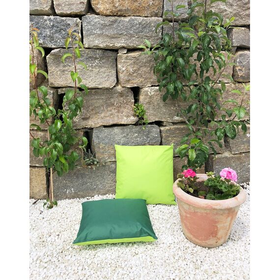 JACK 2-farbiges Wende Outdoor Lounge Kissen 45x45cm Dekokissen inkl. Füllung Wasserfest Sitzkissen Garten Stuhl Lotus Effekt, Farbe:Dunkelgrün - Grün