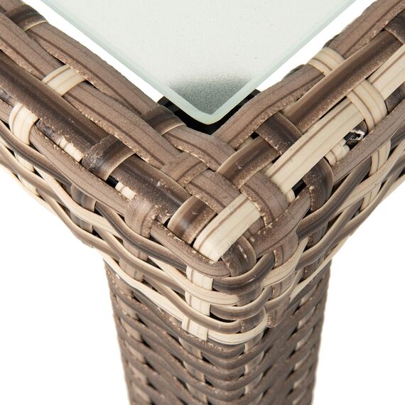 ESTEXO Polyrattan Gartenmöbel Set Sitzgruppe Rattan Gartenset Essgruppe Stuhl Tisch Set Garten Tisch und Stuhl Set 4 Personen Glas Glastisch (Beige-Braun)