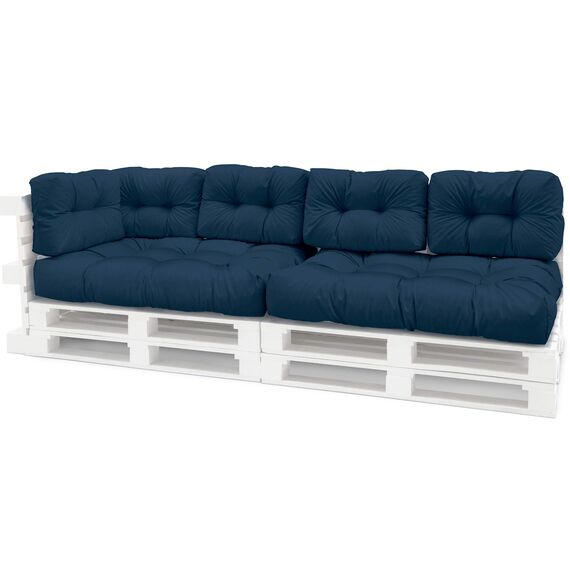 Spatium Palettenkissen Set abnehmbar Bezug wasserdicht gesteppt Palettenauflage Palettenpolster Palettensofa Palettenmöbel Dunkelblau 7er Set