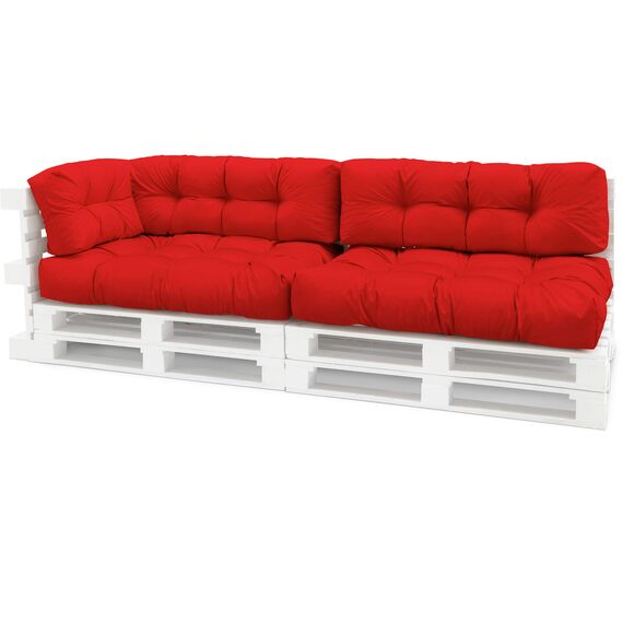 Spatium Palettenkissen Set abnehmbar Bezug wasserdicht gesteppt Palettenauflage Palettenpolster Palettensofa Palettenmöbel Rot 5er Set