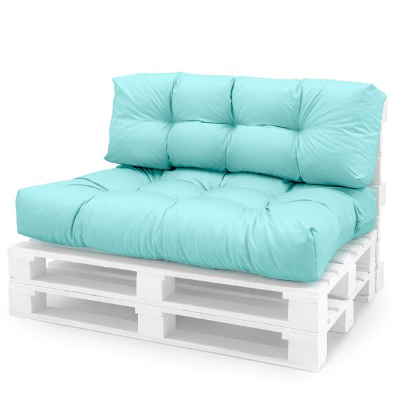 Spatium Palettenkissen Set abnehmbar Bezug wasserdicht gesteppt Palettenauflage Palettenpolster Palettensofa Palettenmöbel Minze 2er Set