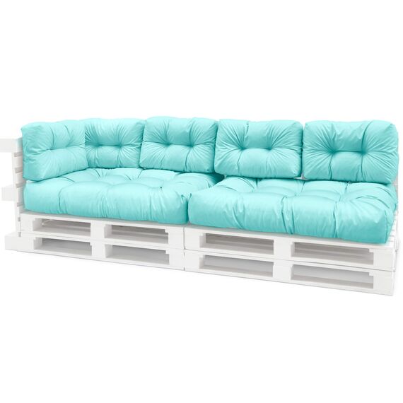 Spatium Palettenkissen Set abnehmbar Bezug wasserdicht gesteppt Palettenauflage Palettenpolster Palettensofa Palettenmöbel Minze 7er Set